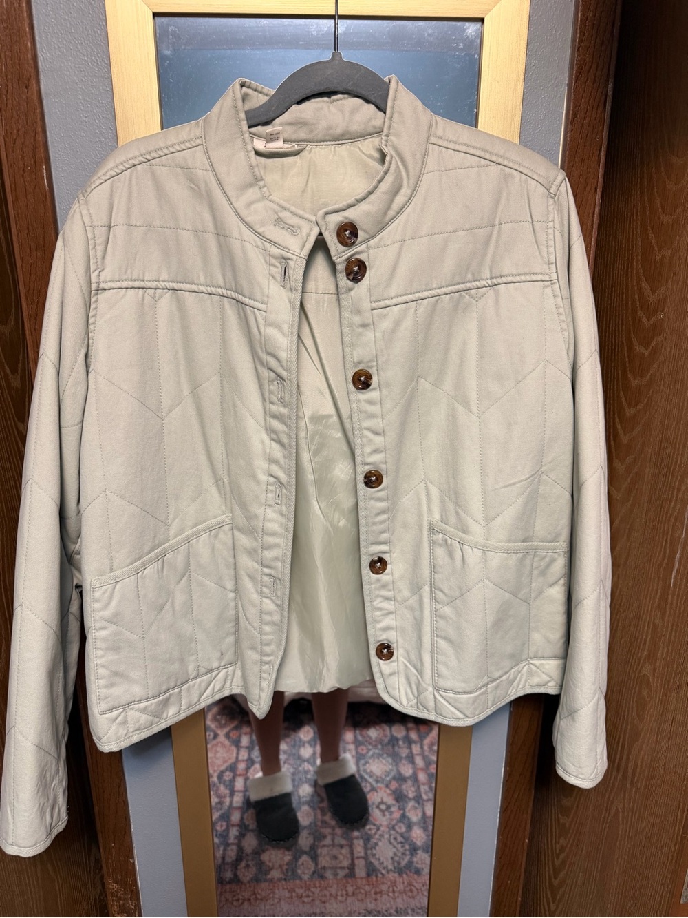 a.n.a Cream Quilted Button-Front Jacket